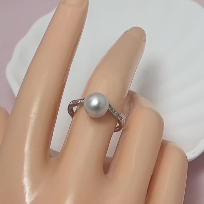 天然海水珍珠 akoya 櫻花粉 S925銀14K注金 戒指 - 戒指 - 珍珠 白色