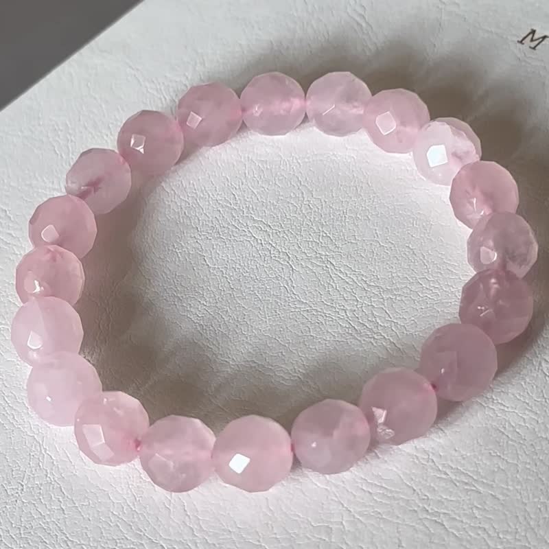 [Libra and Scorpio|October] Rose Quartz Cut-Angle Pure Bead Bracelet Love Peach Blossom Tranquility Popularity - Bracelets - Crystal Pink