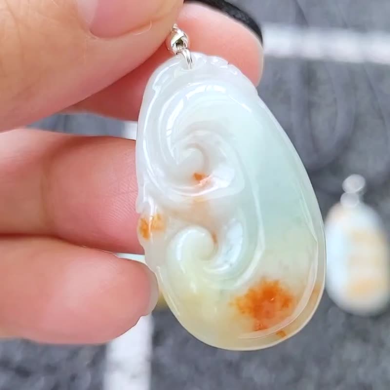 【親翠】 天然翡翠 冰潤騰衝老料漂亮多色如意皮繩鎖骨鏈 - 項鍊 - 玉石 多色