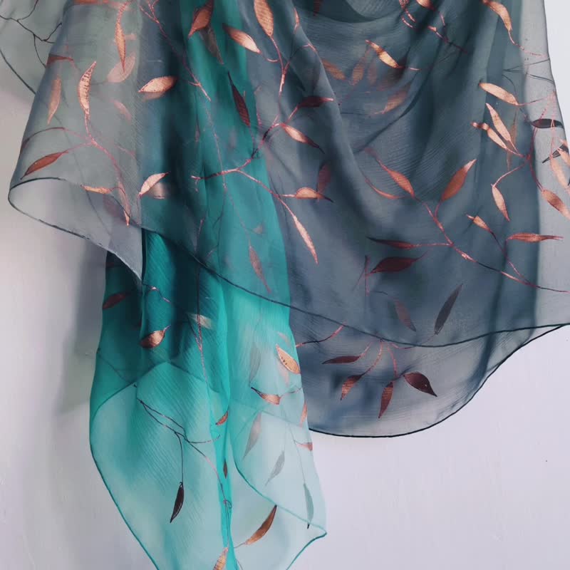 Stylish Aqua Gray Silk Chiffon Scarf - Scarves - Silk Gray