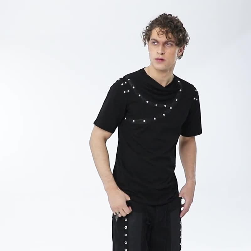 Punk Warrior Everyday Magic Stud Cotton Top - Men's T-Shirts & Tops - Other Materials Black