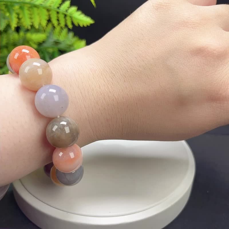 Fine selection of natural coral jade bracelets jade colorful chrysanthemum Stone bracelets vision pattern female hand jewelry 15.5mm - Bracelets - Semi-Precious Stones Multicolor