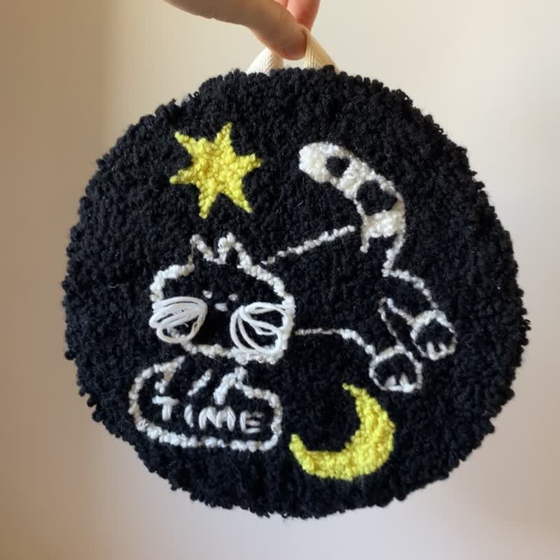 TIME CAT space-time cat sun and moon home decoration fur cushion candle cushion mine cushion small blanket for meditation - Items for Display - Cotton & Hemp 