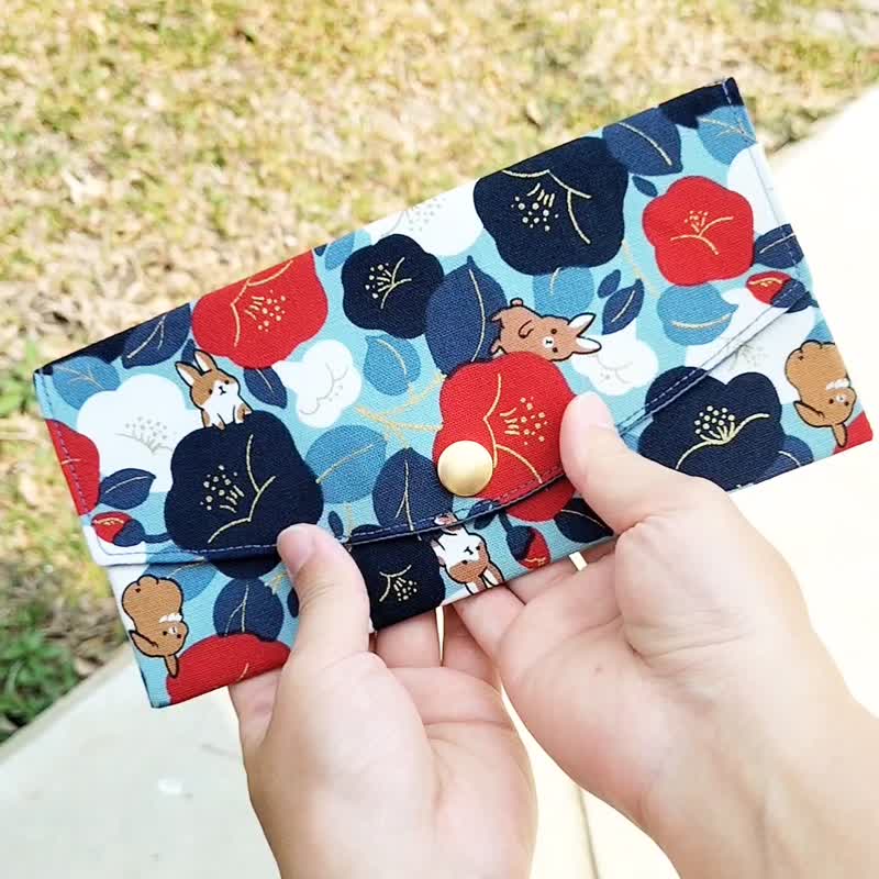 Environmentally friendly red envelope bag 24hr fast delivery/passbook storage/banknote storage/bronzing rabbit flower - Coin Purses - Cotton & Hemp Multicolor