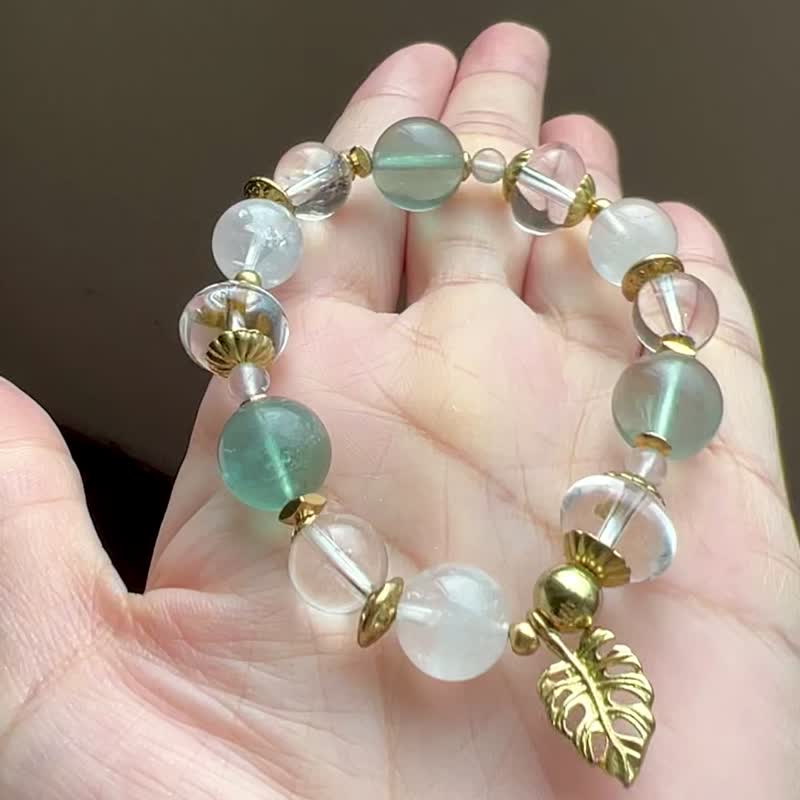 || || Lanxian Zi Melaleuca ghost white / blue Stone/ Rainbow Crystal / Turtle rapid leaf Bronze bracelet