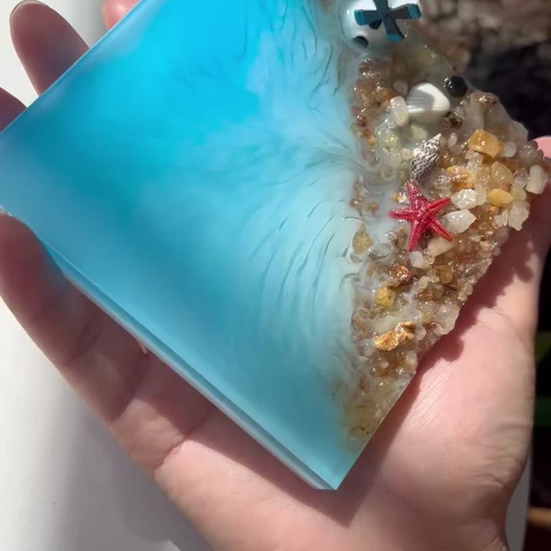 小海洋手工杯墊-樹脂桌擺-童話裡的海灘 - 擺飾/家飾品 - 樹脂 多色