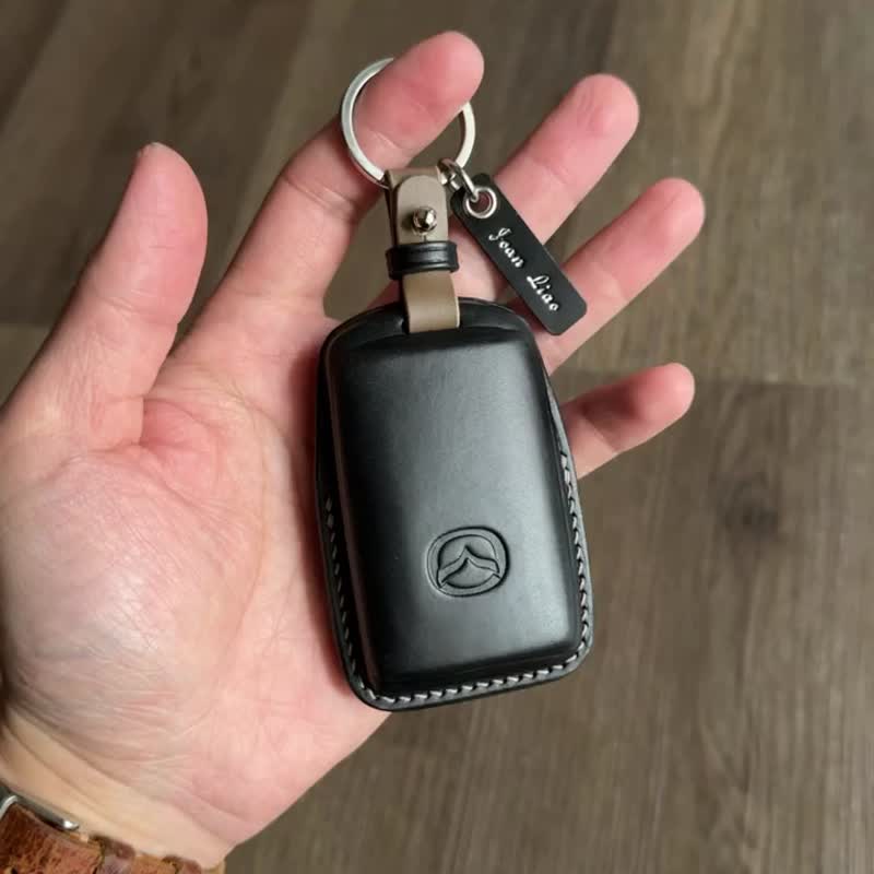 Mazda Buttero 鑰匙皮套 全包覆款/無按鍵圖案 cx3 cx30 cx5 cx9 - 鑰匙圈/鑰匙包 - 真皮 灰色