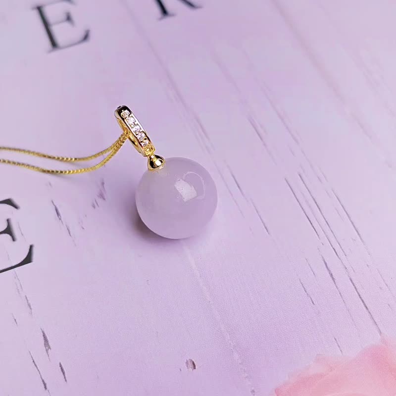 |Noble little fragrance|Natural Burmese grade A jade ice pink purple beads sterling silver plated 18k gold opening and closing buckle pendant - สร้อยคอ - หยก 