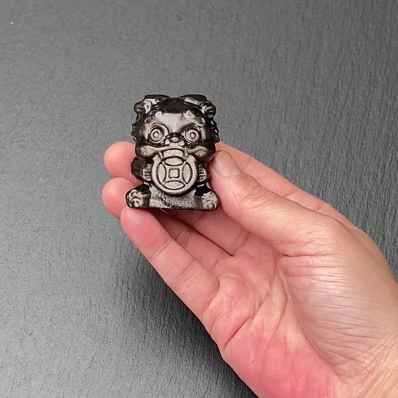 招財開運-銀曜石吞金獸 療癒 旺事業 旺事業 聚財 快速出貨 - 擺飾/家飾品 - 水晶 銀色