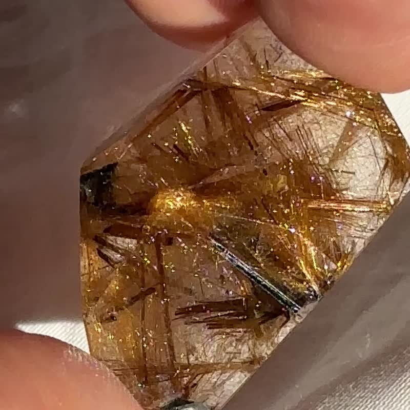 魔鬼髪 鈦晶花 水晶簇 髪晶 金髮晶 天然水晶 擺設 水晶原礦 原石 - 擺飾/家飾品 - 水晶 金色