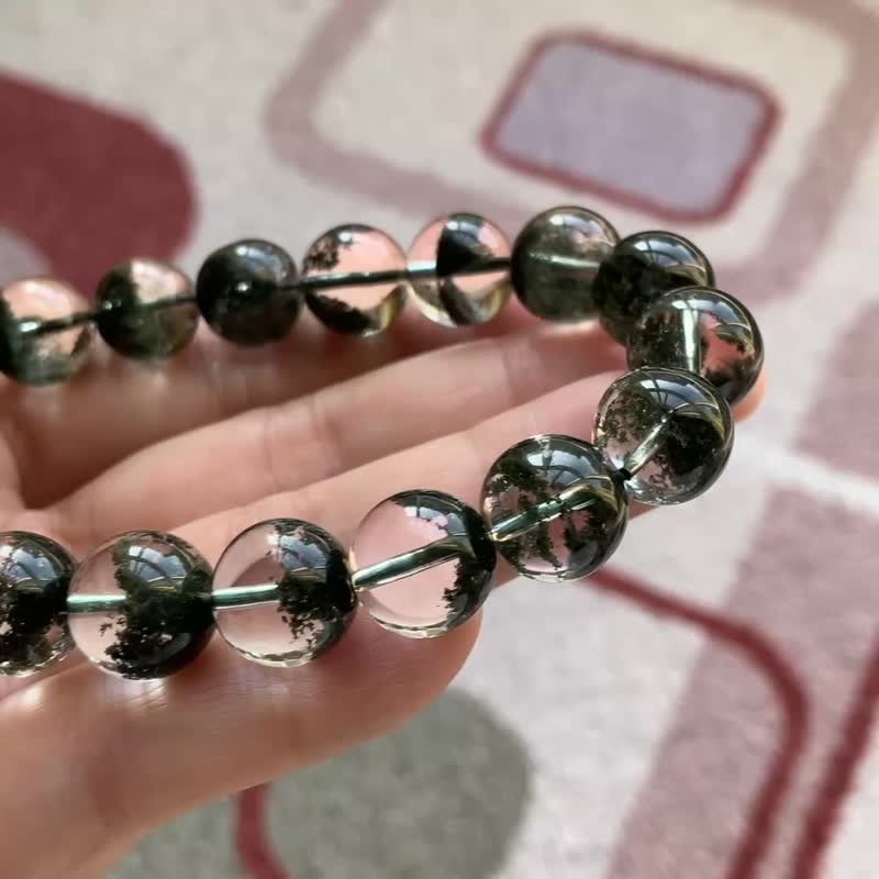 綠幽靈聚寶盆手鏈 規格 11.8mm 重40.2克 頂級墨綠色 - 手鍊/手環 - 水晶 