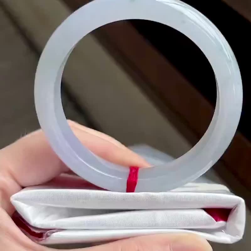 冰種玉鐲 天然翡翠玉鐲 A玉 手鐲 • 冰種紫羅蘭飄花翡翠福鐲 - 手鍊/手環 - 玉石 紫色