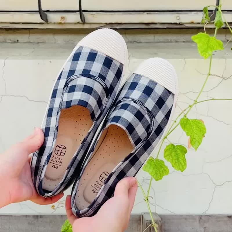 Lace-up casual shoes Flat Sneakers with Japanese fabrics Leather insole - Women's Casual Shoes - Cotton & Hemp Multicolor