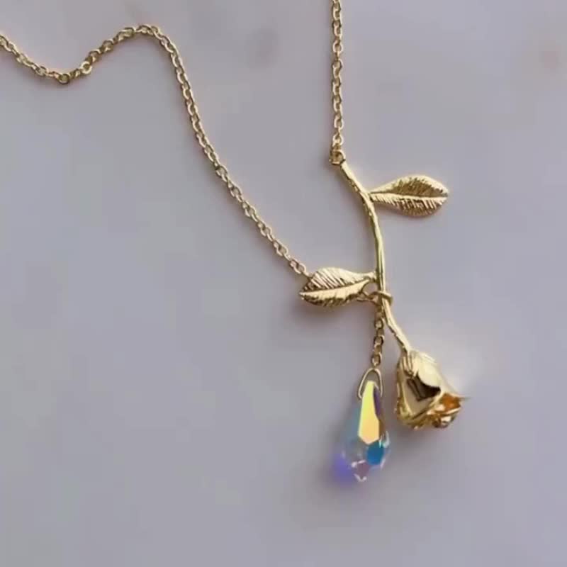 Gold / The name of that rose / Rose choker necklace SV164G - สร้อยคอ - โลหะ สีทอง