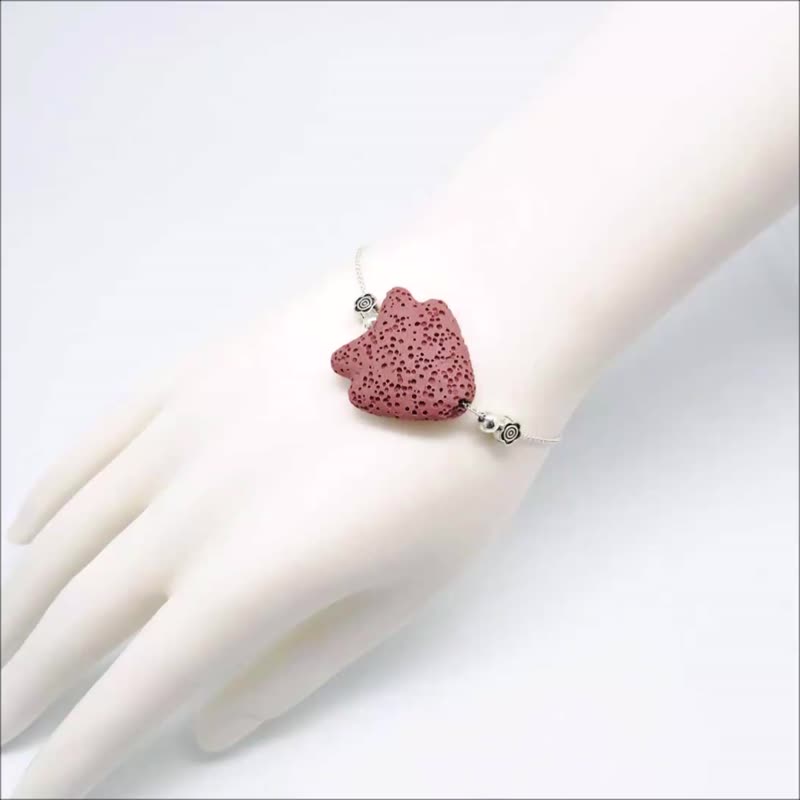 Pink Tropical Fish Aroma Rock Diffuser Bracelet Silver plated Copper Chain - สร้อยข้อมือ - ทองแดงทองเหลือง สึชมพู