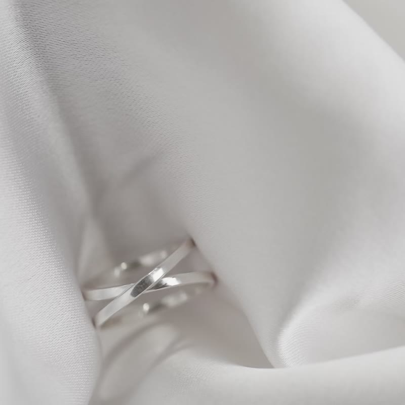 重疊交錯戒 - 戒指 - 銀 銀色