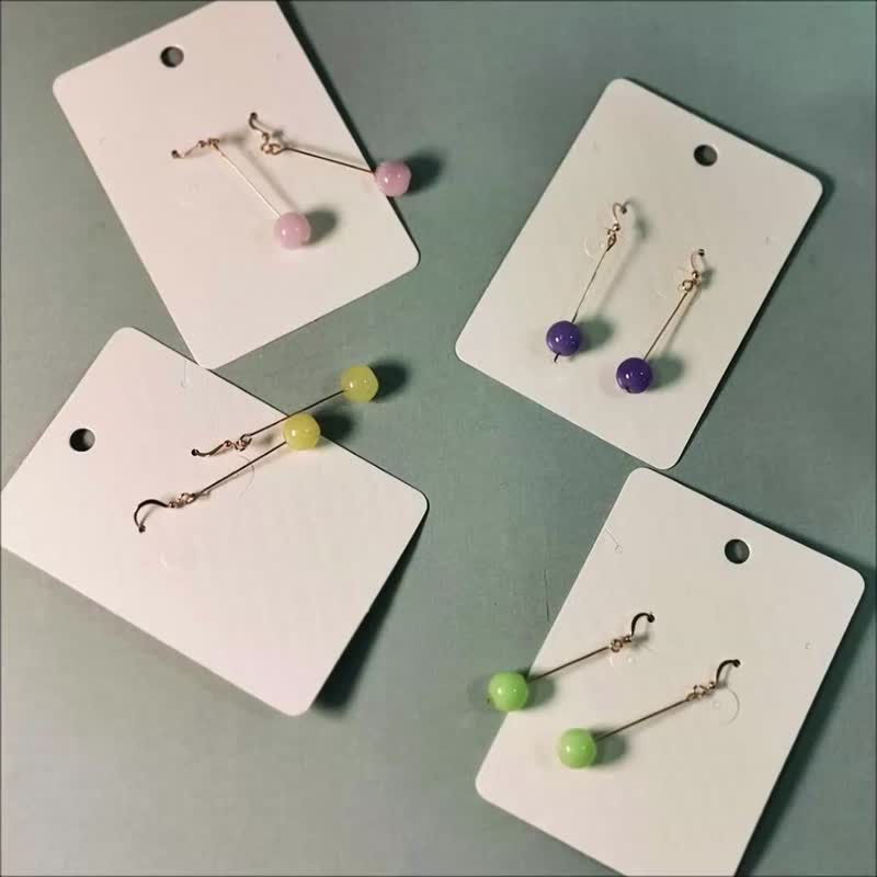 Long Dangle Rose Gold plated Silver Diffuser Candy Earrings Glass Charm - ต่างหู - เงินแท้ หลากหลายสี