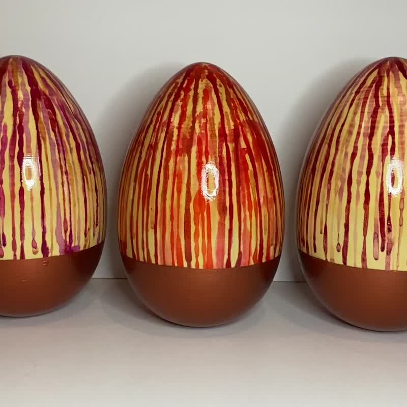 Sculpture Firework, drops bronze color, egg shape form, home interior decor - 擺飾/家飾品 - 木頭 紅色