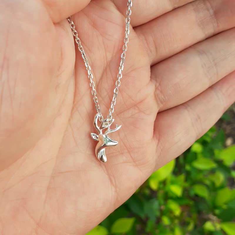 dear deer pendant 純銀手鍊 - Necklaces - Sterling Silver Gray