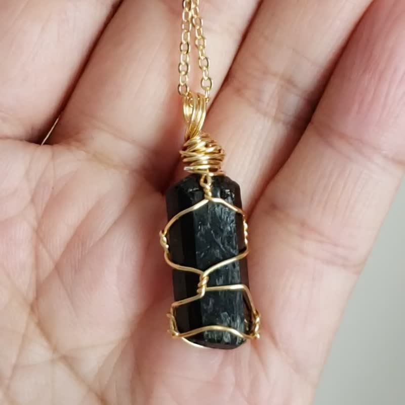 Black tourmaline necklace - Necklaces - Gemstone Black