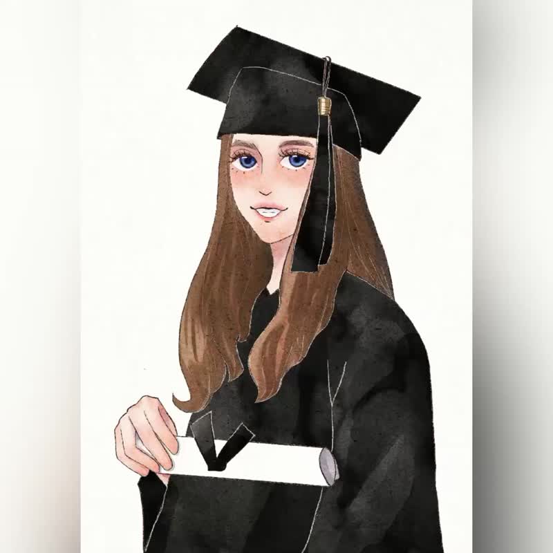 Graduation Celebration Portrait - 電子似顏繪/繪畫/插畫 - 其他材質 