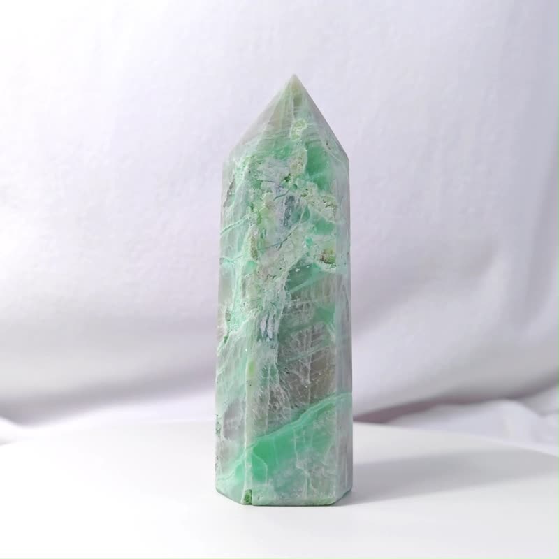 Rare green moonstone collection grade one pillar optimizing the mainstay of the fortune heart chakra spiritual crystal pillar - Items for Display - Gemstone Green