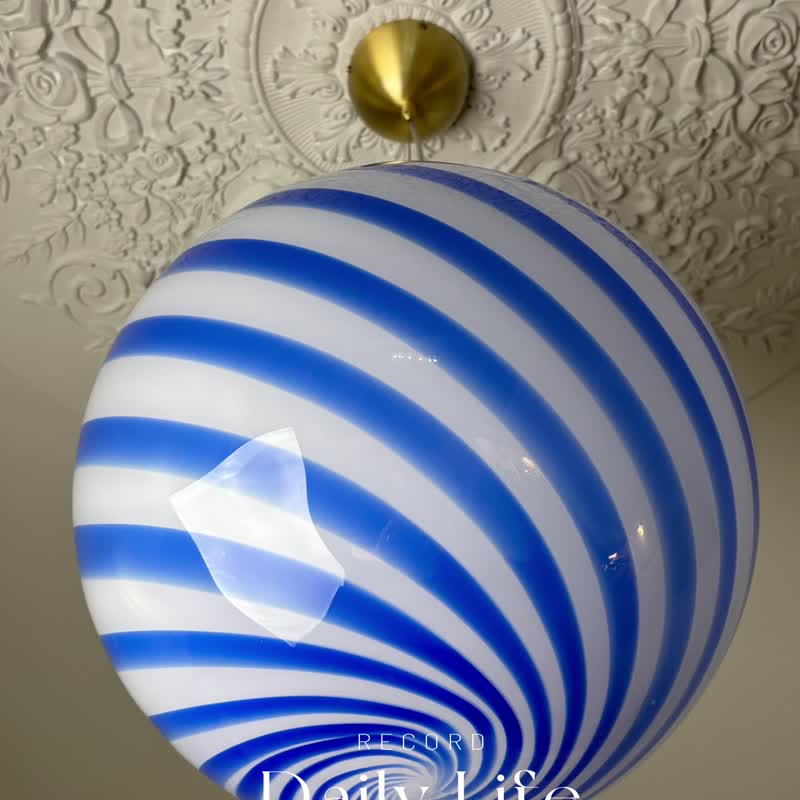 Hand Blown Glass Globe Pendant Lights D40cm(15.7inch), Glass Globe Ceiling Light - โคมไฟ - แก้ว สีน้ำเงิน