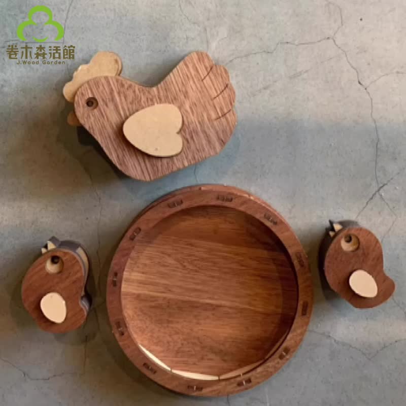 【Handmade DIY】Chicken Leading the Way Chicken Decoration New Home Completion Housewarming Gift - Wood, Bamboo & Paper - Wood Brown