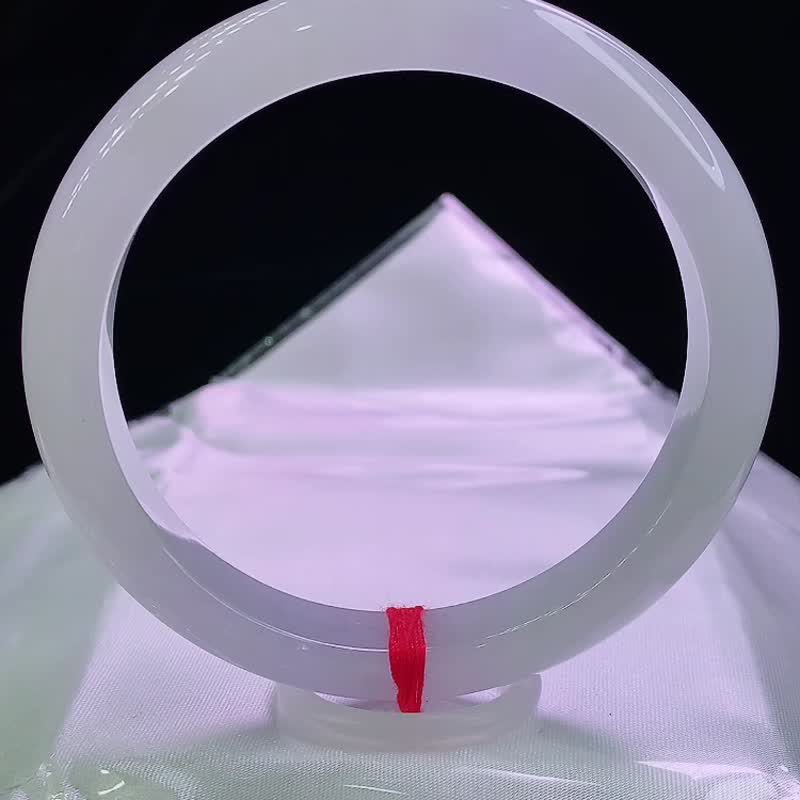 緬甸老坑 天然A貨翡翠手鐲 圈口58.7MM 冰潤細膩水頭足 編號05936 - 手鍊/手環 - 玉石 