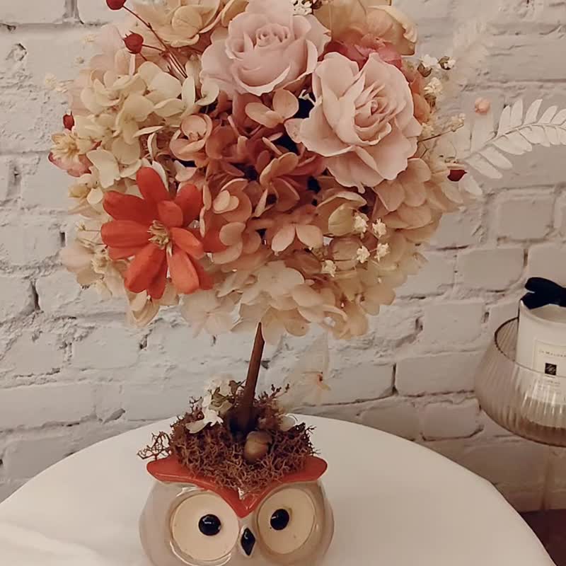 [Qisi Yixiang] Flowers that last forever - Owl flower ball tree that attracts good fortune and wealth - Dried Flowers & Bouquets - Plants & Flowers Multicolor