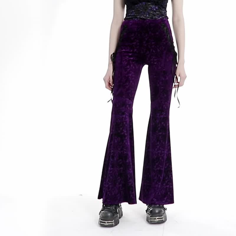 Gypsy Fortune Teller dark pattern jacquard bell-bottom pants - multi-color/black only/out of print soon - กางเกงขายาว - วัสดุอื่นๆ สีม่วง