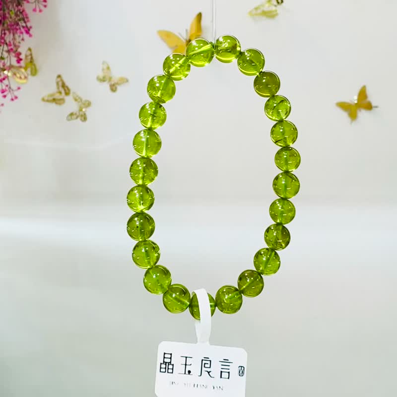 天然財富之光橄欖石7.4-7.7mm18.71g水晶招貴人正向思考增加人緣 - 手鍊/手環 - 水晶 綠色