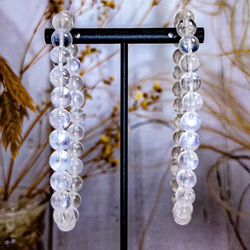 【斯里蘭卡透體藍月光石】5A顆顆透體帶效應|水晶手串 一物一拍 - 手鍊/手環 - 水晶 藍色