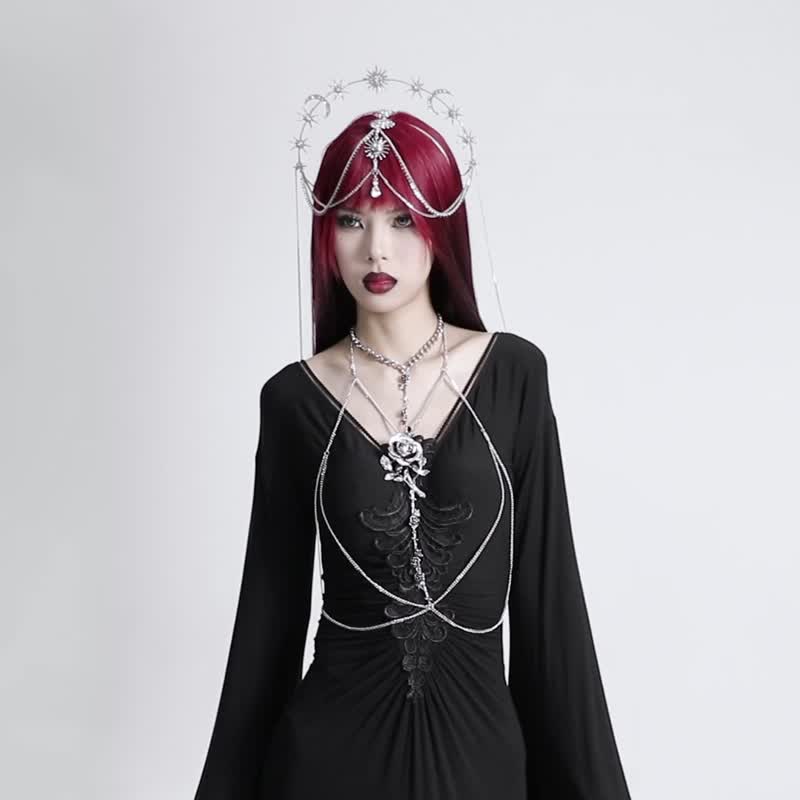 Gothic Ocean Star Imitation Diamond Crown Headband/Halloween - ที่คาดผม - วัสดุอื่นๆ สีดำ