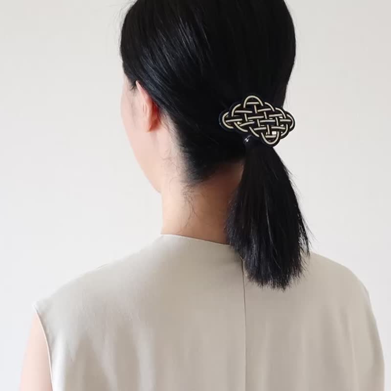 【gift】Mizuhiki barretta, ORI / AI/christmas - Hair Accessories - Paper Blue