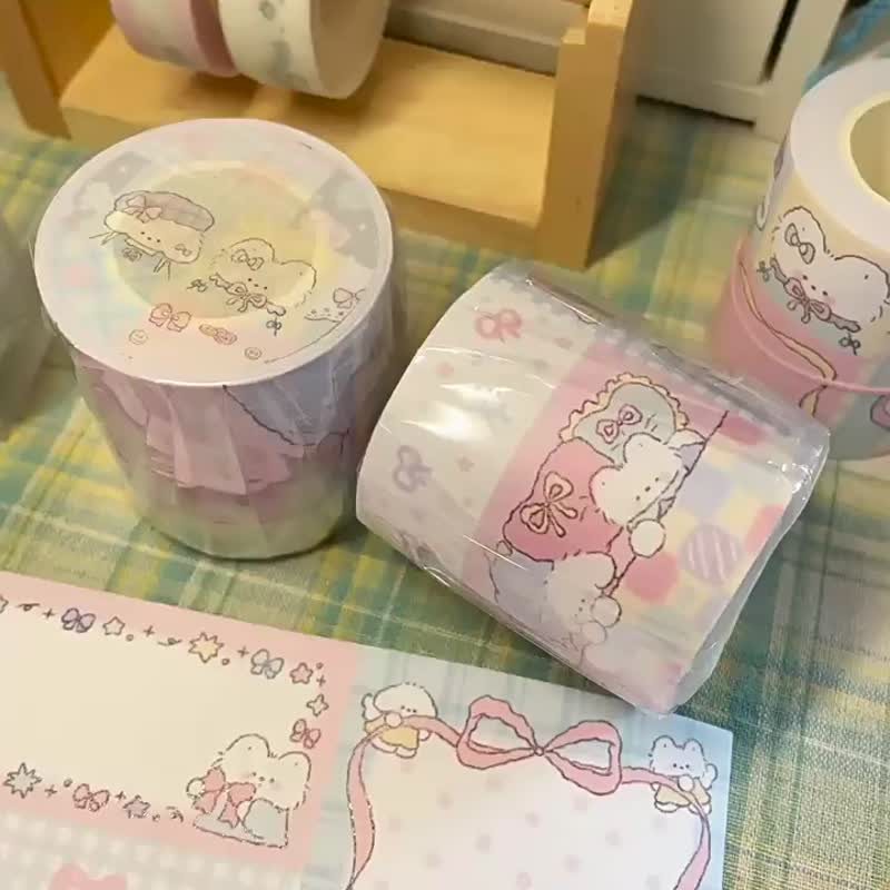 小狗巴士【第六彈】鹽系蝴蝶結手帳膠帶可書寫膠帶 - 紙膠帶/和紙/PET - 紙 多色