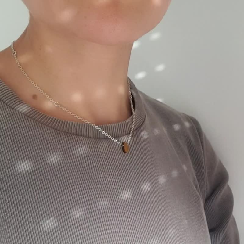 虎眼石淚滴項鍊，925 純銀，波西米亞風格，獅子座寶石，聖誕禮物 - 項鍊 - 寶石 咖啡色