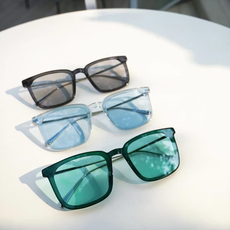 EJ-5014 acetate square frame sunglasses - กรอบแว่นตา - วัสดุอื่นๆ สีเขียว