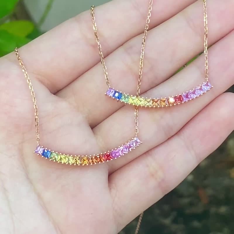 1ct rainbow style sunset sunrise padparadscha gradient pink sapphir - Necklaces - Gemstone Multicolor