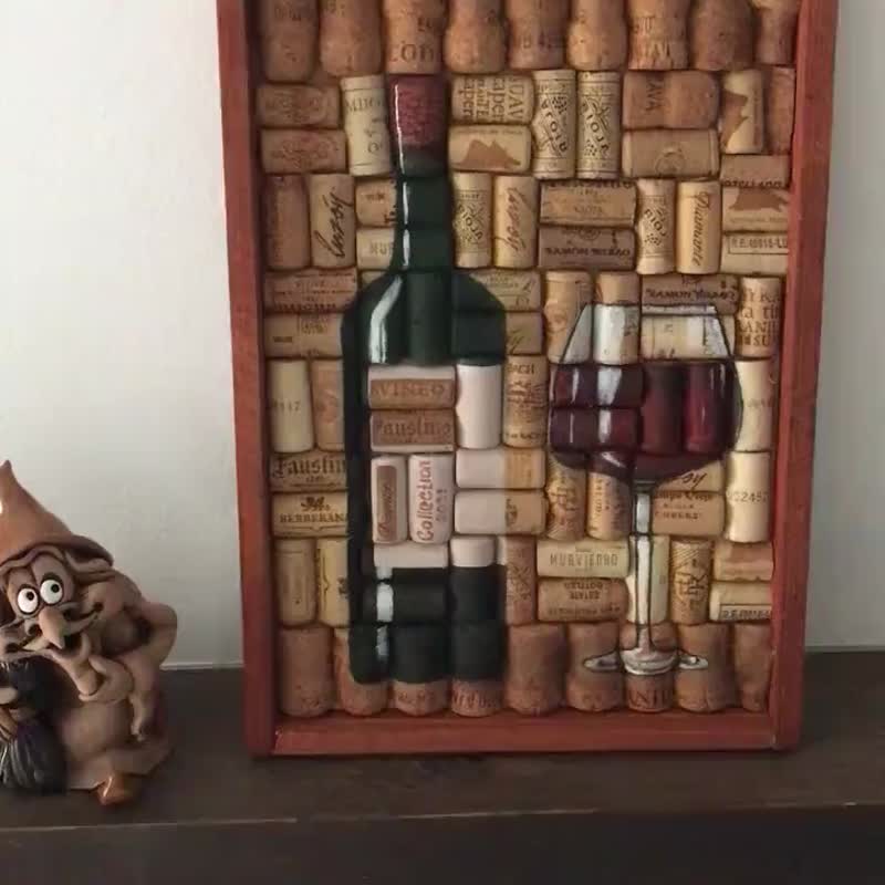 葡萄酒軟木牆壁裝飾木牆壁藝術葡萄酒愛好者禮物葡萄酒軟木 - 牆貼/牆身裝飾 - 木頭 咖啡色