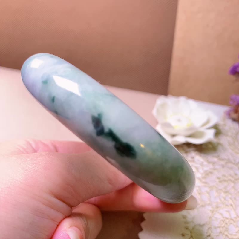 [Refurbished products clear] floating blue flower jade bracelet | 20.5 circumference | natural A goods jade | gift