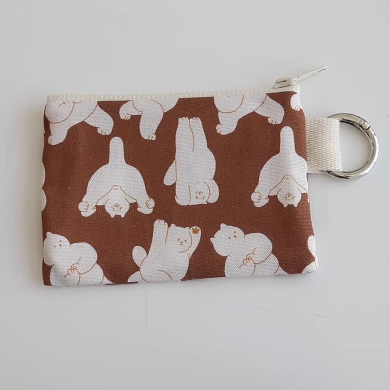 big big cat coin card pouch - meowmaste - 零錢包/小錢包 - 棉．麻 咖啡色