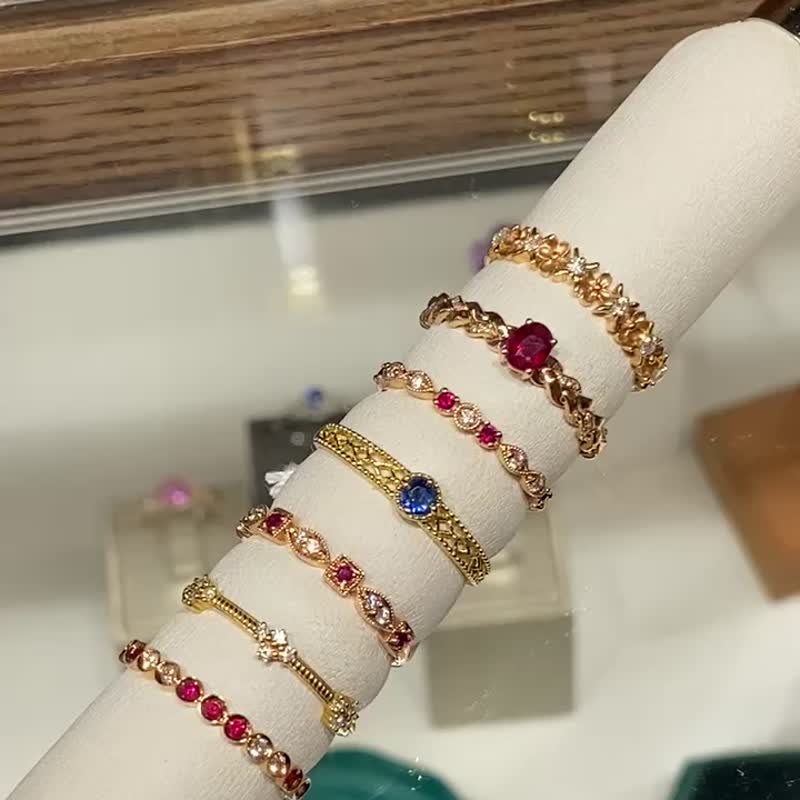18K金紅寶石編織戒指 18K Gold Ruby Braid Ring - 戒指 - 貴金屬 