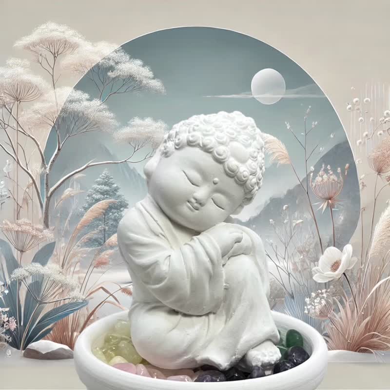 水晶擴香 五行水晶礦石淨念吉祥之大覺水晶套組 開運能量水晶 - 香氛/精油/擴香 - 水泥 白色
