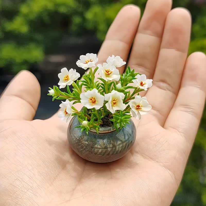 Miniature clay sunflower half-branch lotus mini potted plant - ของวางตกแต่ง - ดินเหนียว หลากหลายสี