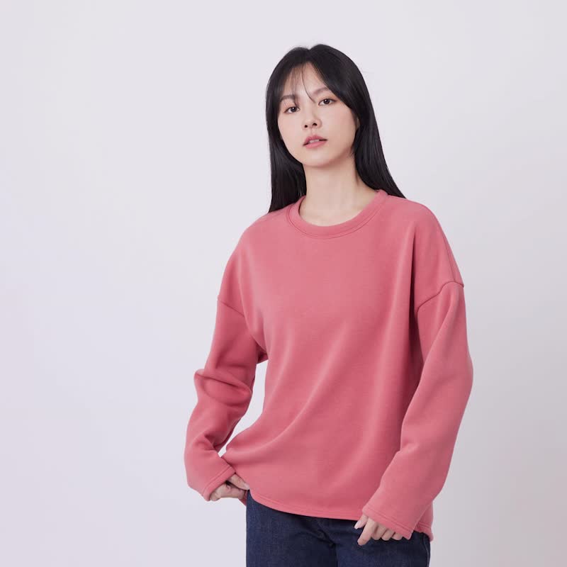 Ezy 短毛厚磅長袖上衣 - 女上衣/長袖上衣 - 棉．麻 粉紅色