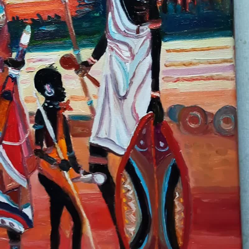 African Family Painting   Original Art 油畫 Oil Painting Oil on Canvas Wall Decor - 壁貼/牆壁裝飾 - 其他材質 