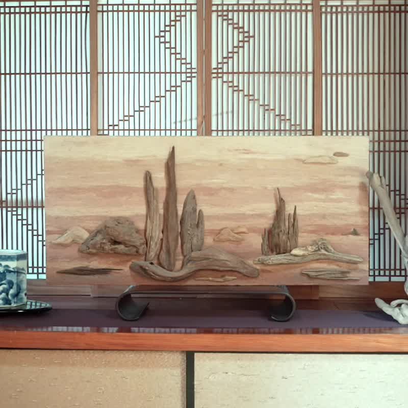 流木で描く山水画　L saiz 流木アート、壁装飾、１７ - 壁貼/牆壁裝飾 - 木頭 咖啡色