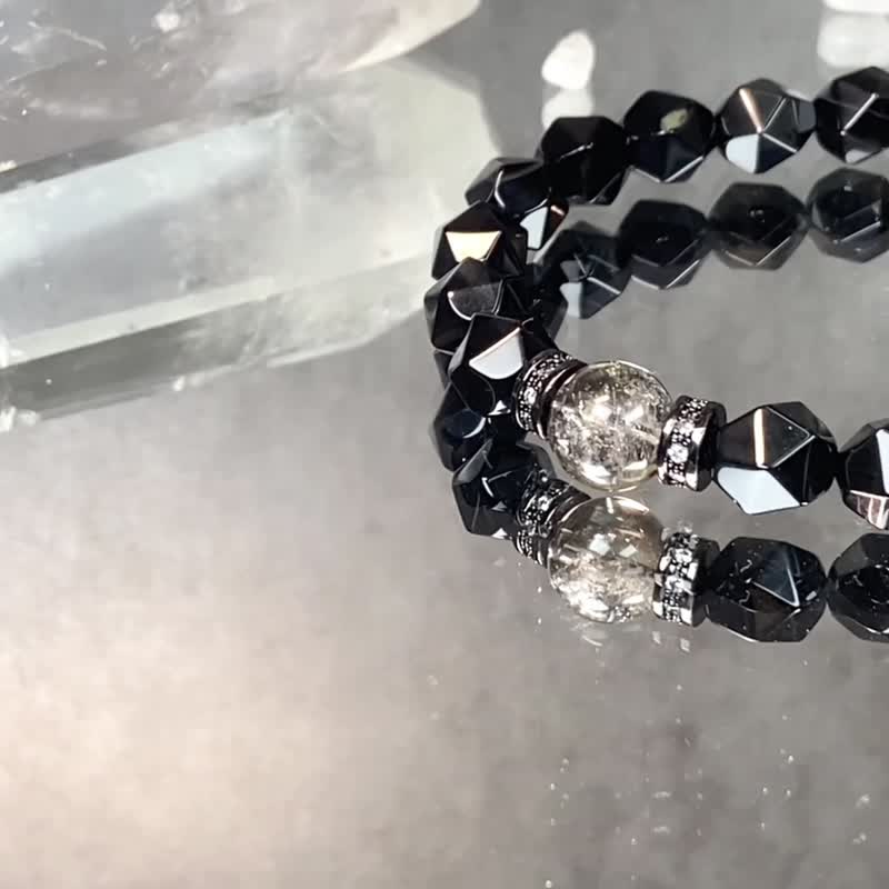 Temples | Tea Acai Black Onyx | Magnificent Visions | Mens Crystal Bracelet - สร้อยข้อมือ - คริสตัล สีดำ