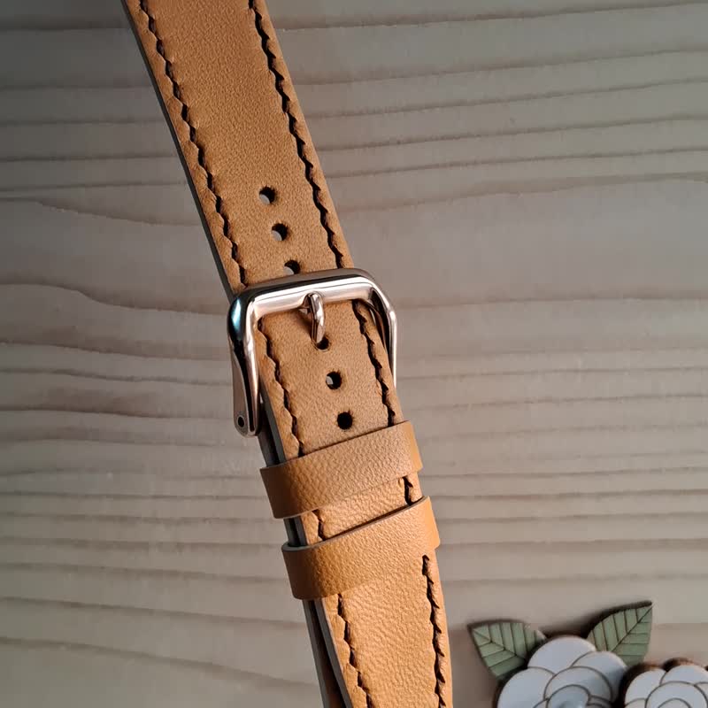 apple watch錶帶 / 訂製錶帶 / 真皮 / 手工精縫 / 黃駝色 - 錶帶 - 真皮 